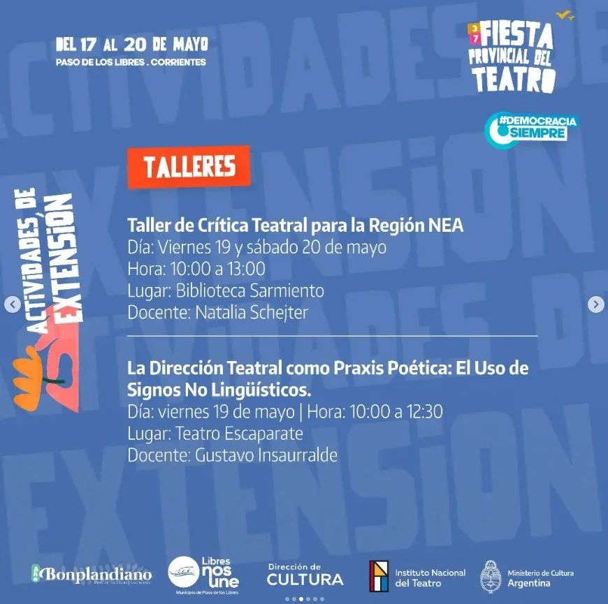 Taller: Crítica Teatral para la región NEA, obra de teatro